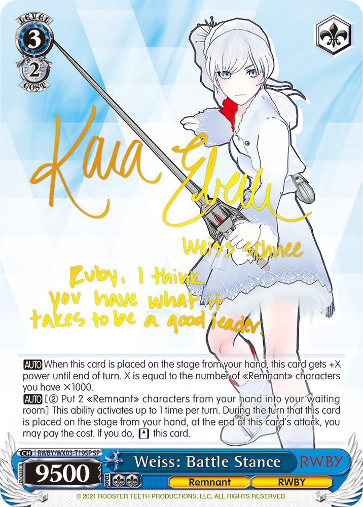 Weiss: Battle Stance (SP) - RWBY - Weiss Schwarz - TCGplayer.com
