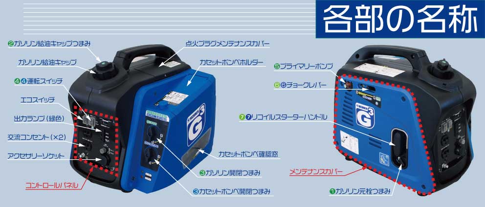 KG-101 ニチネン 携帯発電機 インバーター式 G-cubic カセットボンベ