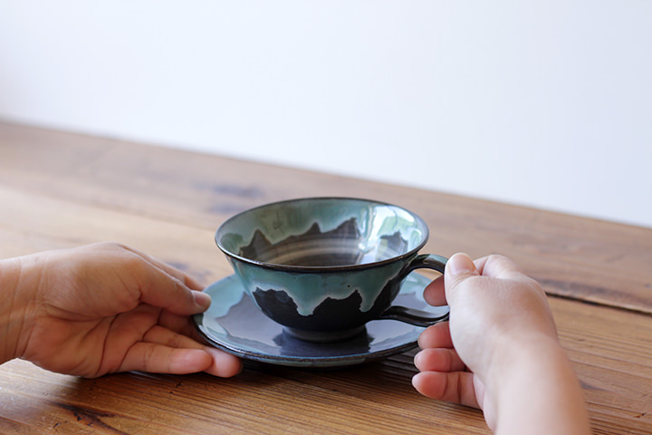 翌日発送 希少 先代作！陶葊・陶あん カップ＆ソーサー 牡丹絵 大振り 翌日