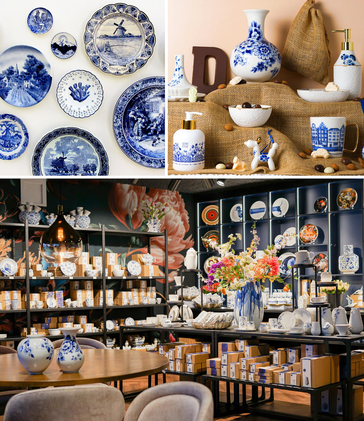 オランダ デルフト焼き 幸運を呼ぶ 月と天使の陶器オーナメント