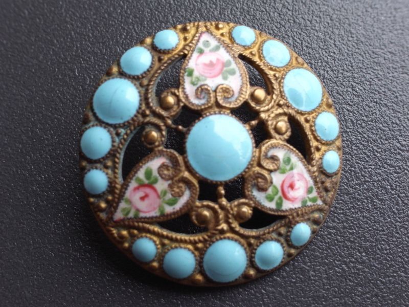 アンティークエナメルボタン ⬇️【希少】アンティーク エナメル手書き