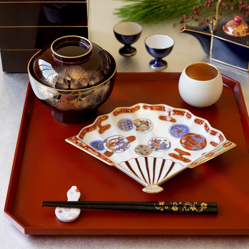 古伊万里シリーズ 【波佐見焼】赤濃鳳凰 扇皿〈1枚〉 |皿や鉢など和