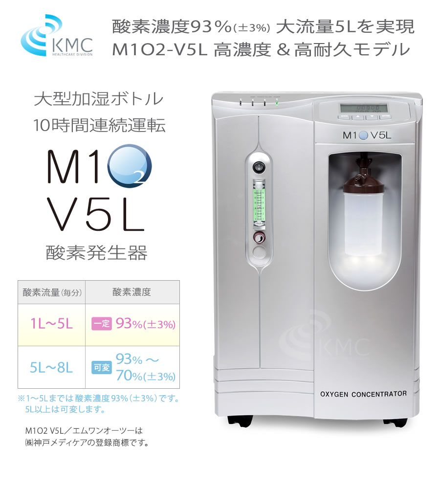 高濃度酸素発生器 M1O2-V5L（エムワンオーツーヴイ5エル）（静音対策