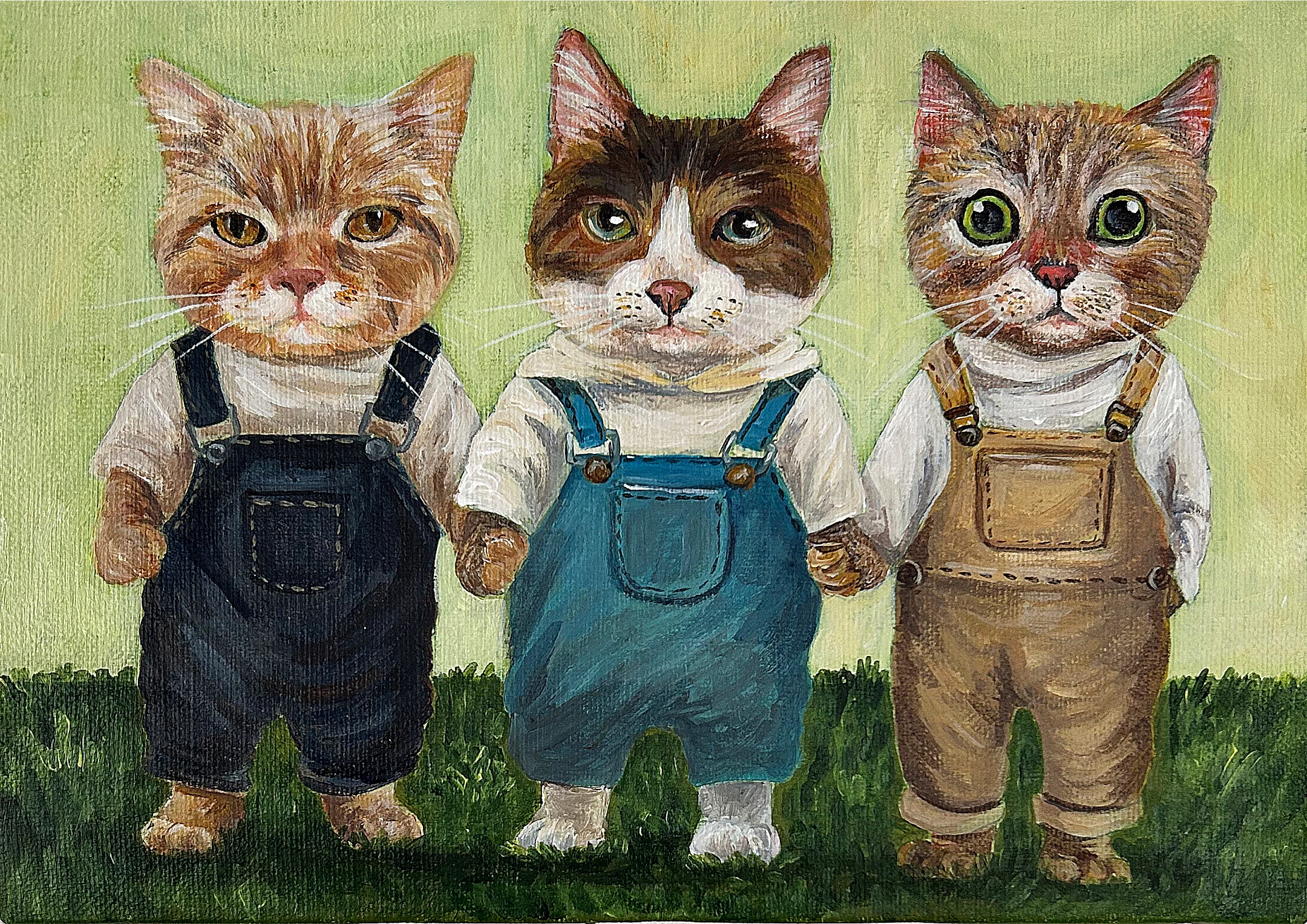 オーダー作品 自作絵画 ふたごのネコ 猫の絵 田嶋香里（TAJIMA KAORI