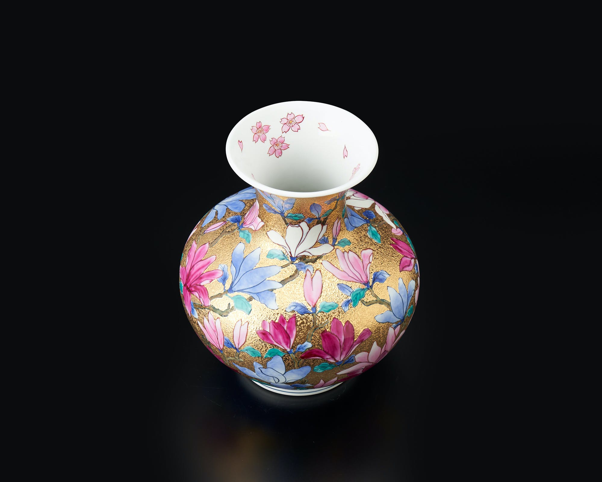 R108 万華彩蒔絵 花瓶（かびん）陶磁器 アンティーク R108 万華彩蒔絵