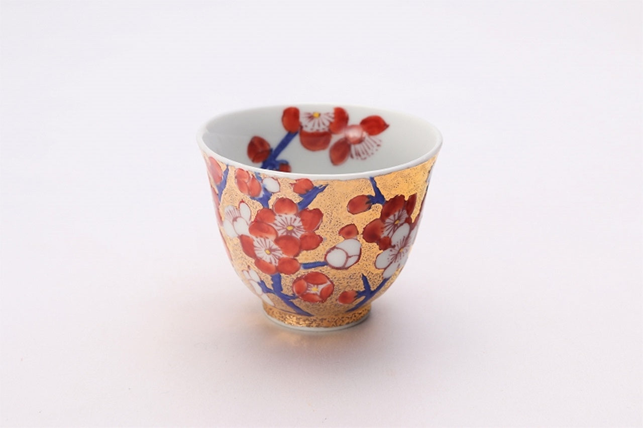 ティー用品 「茶器セット 金彩 藤 木箱付」 金龍窯 江口天童 有田焼