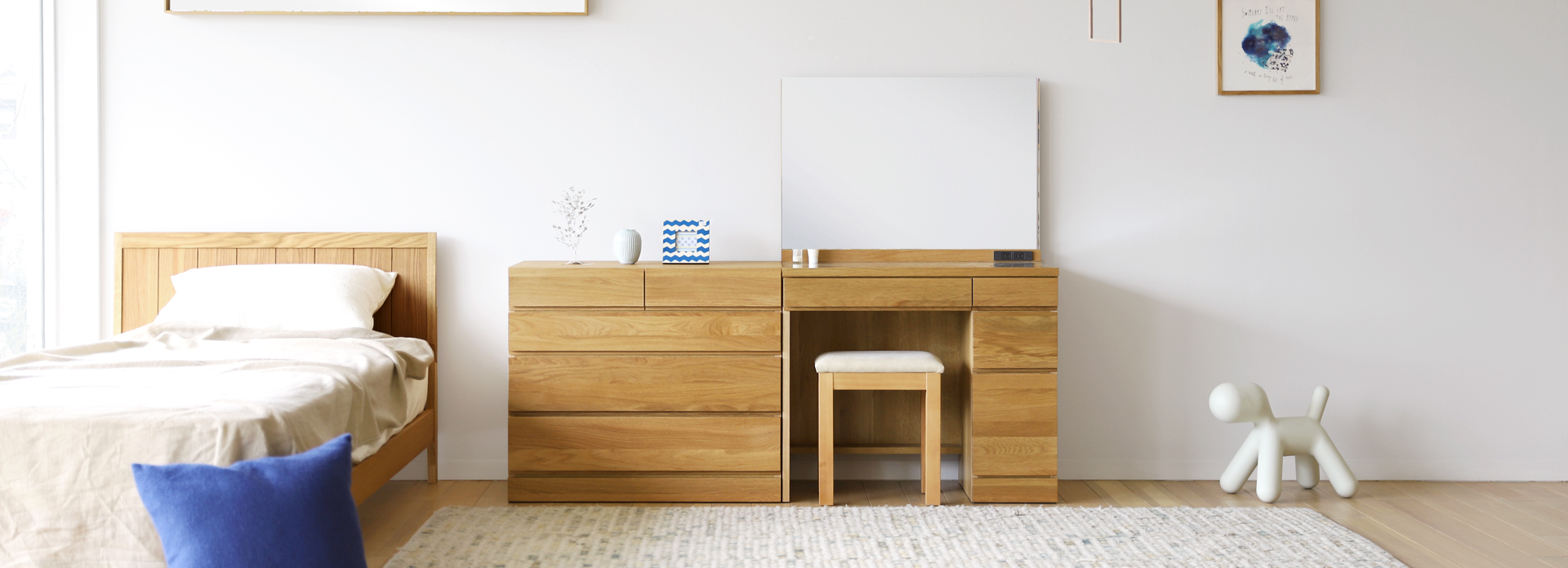 レッチェ80ドレッサー (スツール付) OAK(W80×D44.5×H125cm)税込