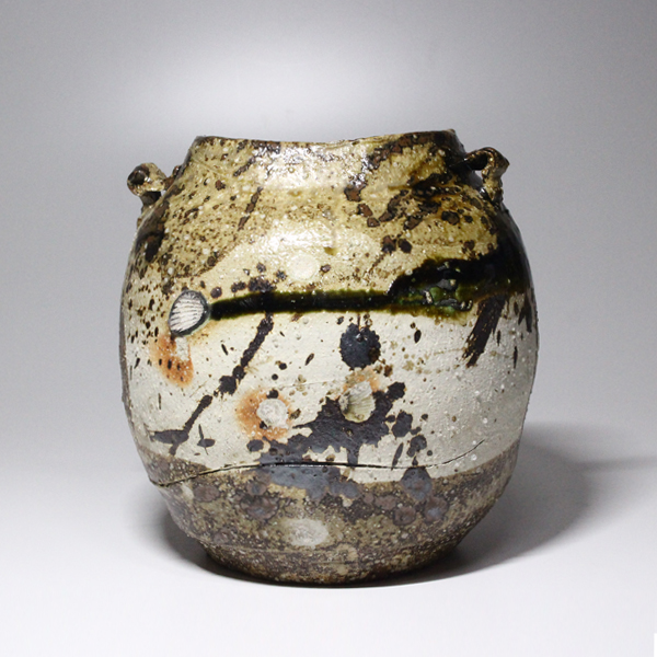 鯉江良二『オリベ耳つき壷』 共箱-瀧屋美術 鎌倉の美術品専門店 販売買取