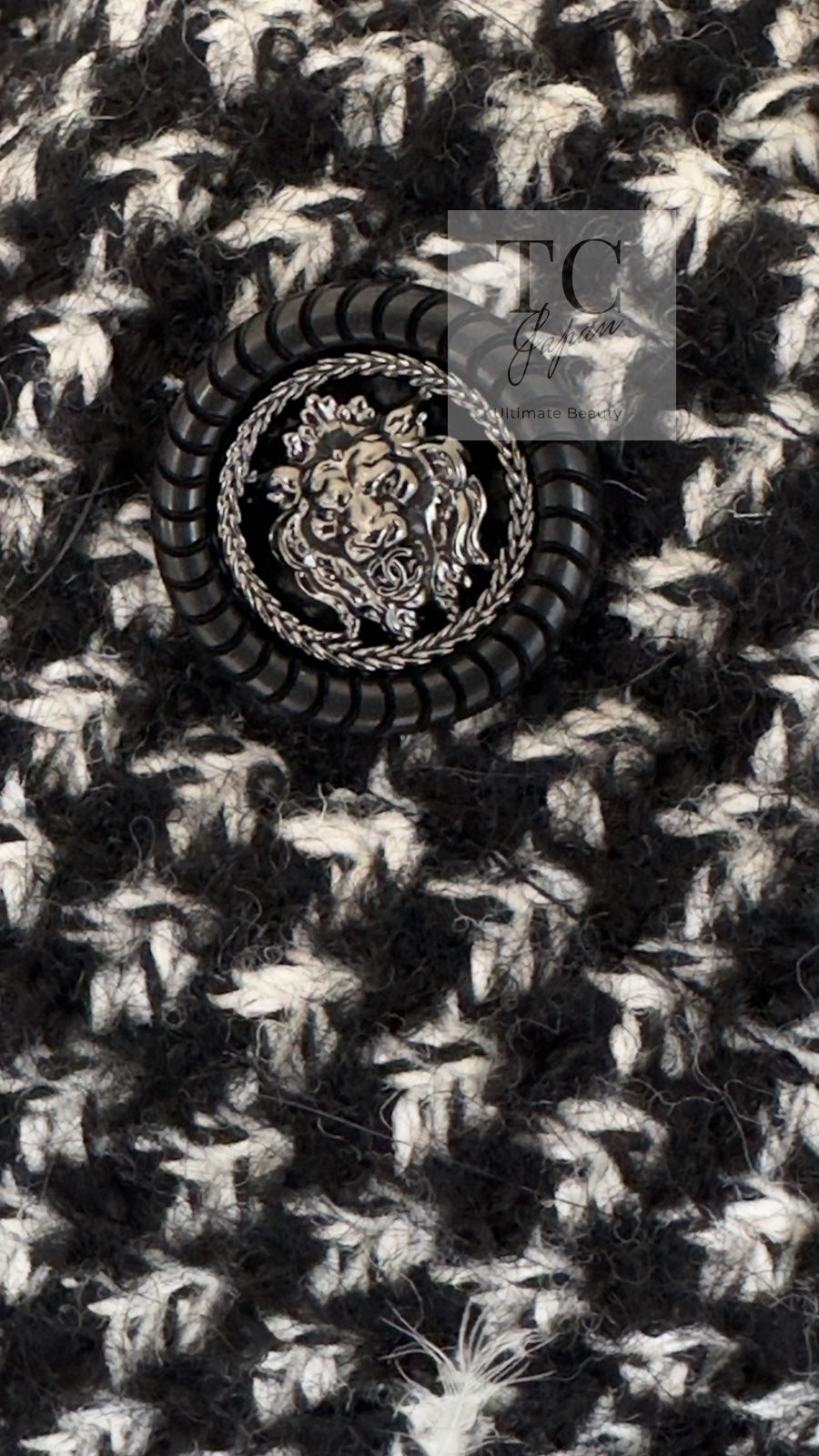 シャネル ワンピース CHANEL ブラック ホワイト ウール シルク