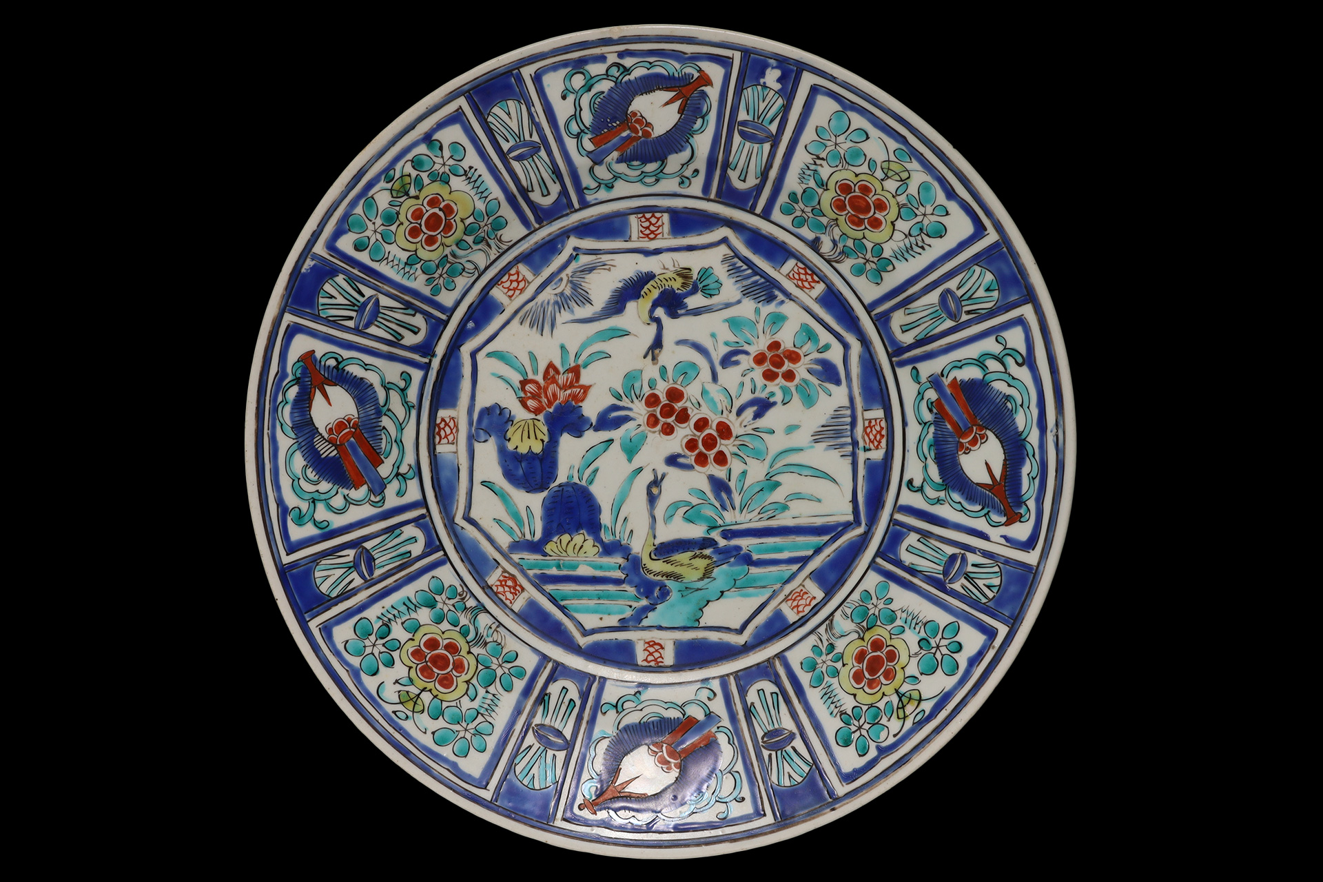 初期色絵芙蓉手花鳥文大皿（江戸時代） - 天平堂（TENPYODO）