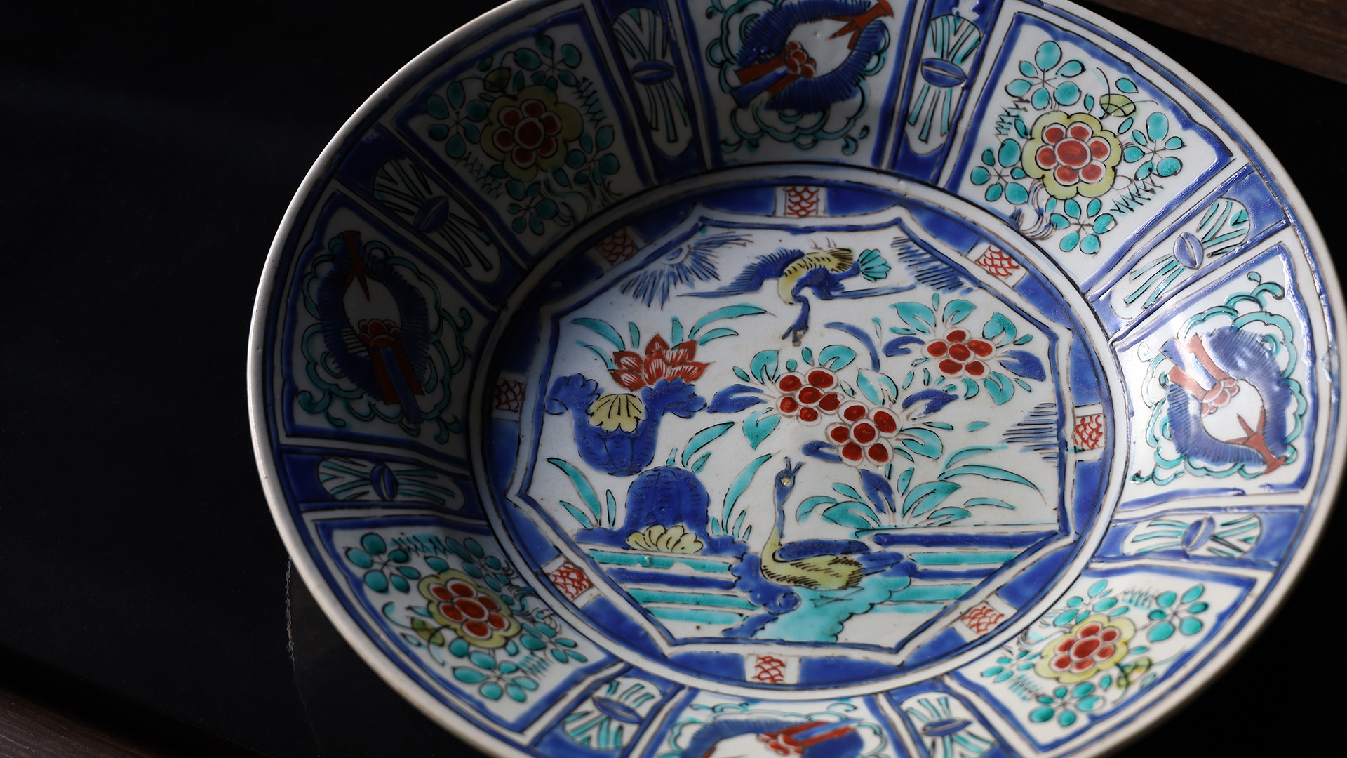 初期色絵芙蓉手花鳥文大皿（江戸時代） - 天平堂（TENPYODO）