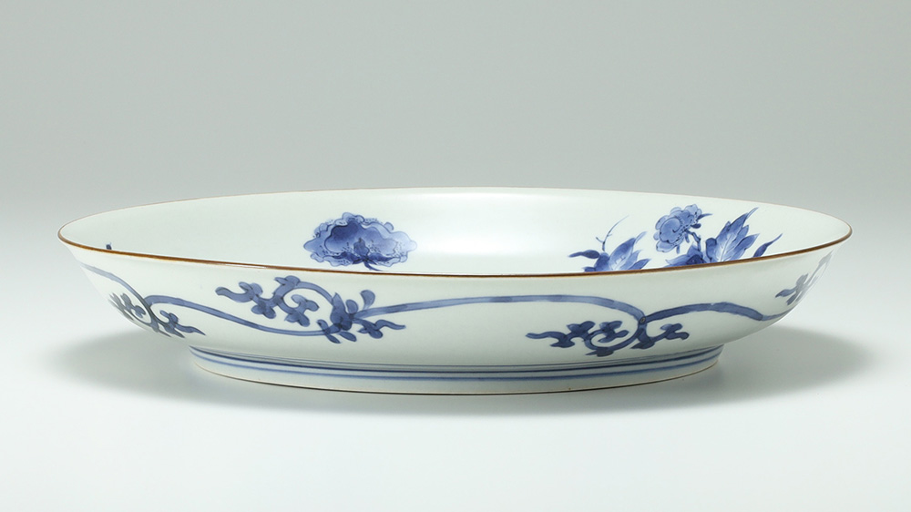 藍柿右衛門牡丹鳳凰文皿（江戸時代） - 天平堂（TENPYODO）