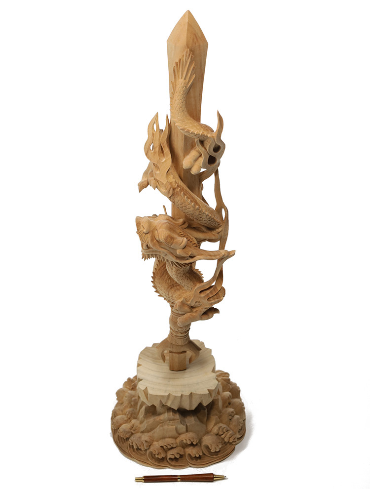 倶利伽羅剣｜木彫像ki-1674（zo-69） | 津山銘木有馬店