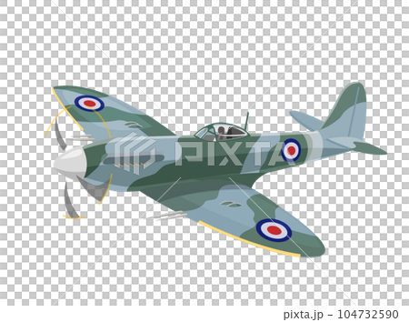 イギリス空軍主力レシプロ戦闘機「スピットファイア」のvectorイラスト