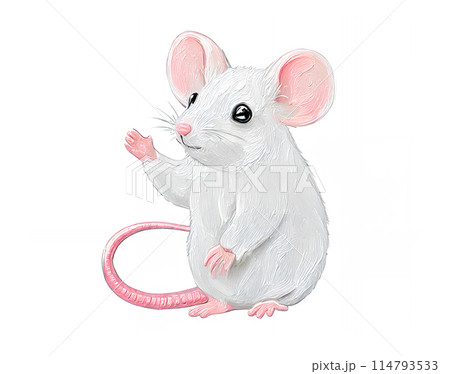 アナログタッチ、手描き風のリアルなネズミのイラスト、油絵風、絵画