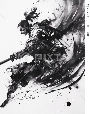 水墨画 侍の絵27✖️24 水墨画 侍の絵27✖️24 水墨画 侍の絵 絵27