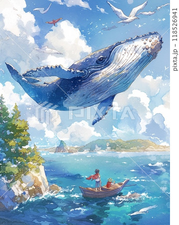 空飛ぶ鯨 アート 幻想的 芸術のイラスト素材 [118526941] - PIXTA