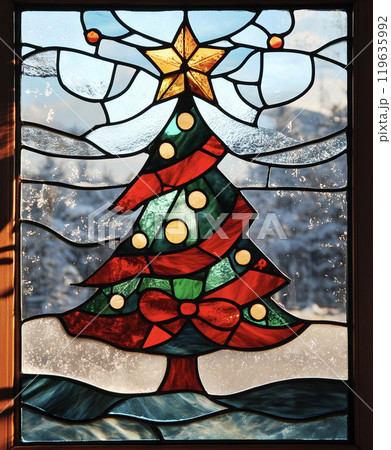 クリスマス ステンドグラスFlight into Egyptグラスマスターズ社