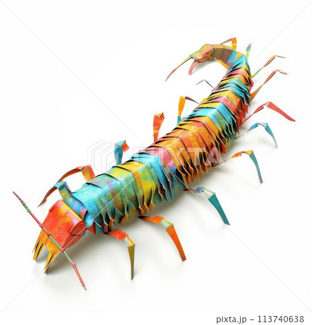 Colorful Origami centipede, Unique Paperのイラスト素材