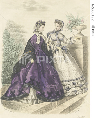 フランスアンティーク ファッションプレート 額 ガラス付き フレーム