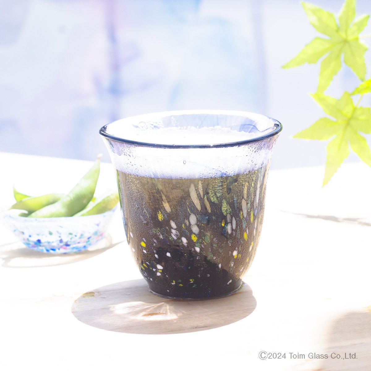 骨董 時代ガラス 手吹き びいどろ ゆらゆら 飴色ガラス 盃 酒器 ウラン