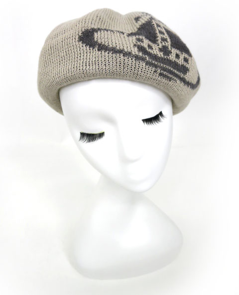 ヴィヴィアンウェストウッド ハート 土星 総柄ニット帽 ベレー帽