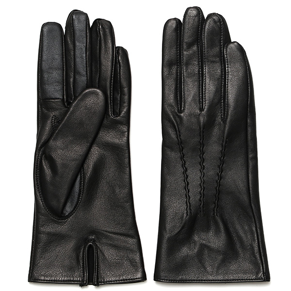 東京ヒマワリ / 佐々木手袋 レディース 牛革 三本山革手袋 ブラック