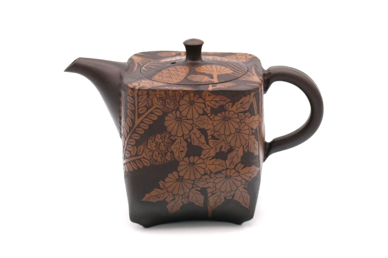 常滑焼間野弥平作朱泥手捻り小さな茶器揃共布共箱V8964