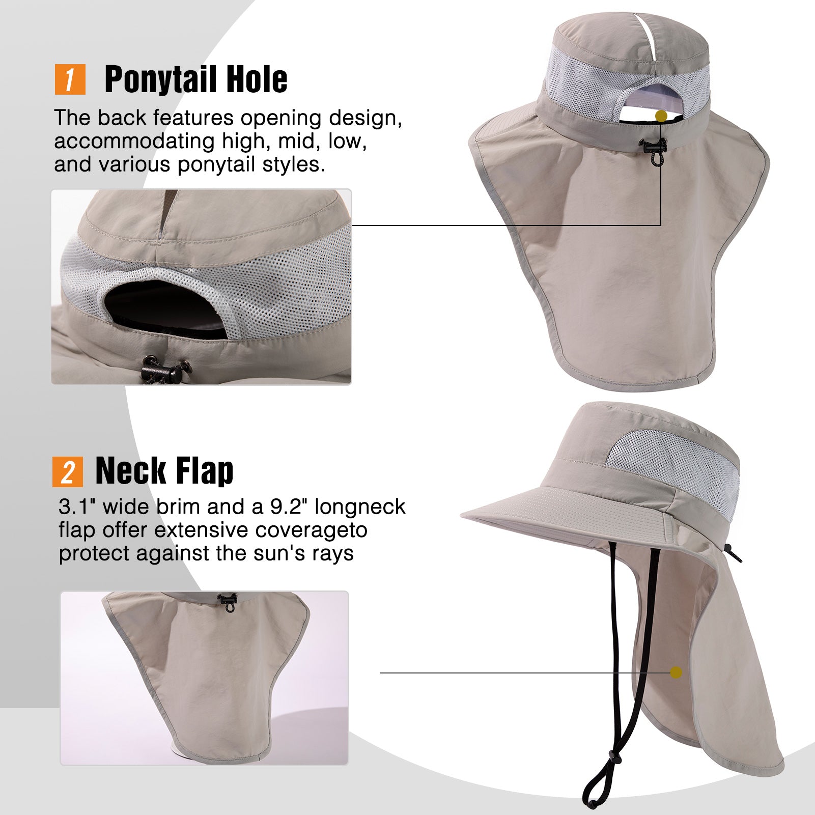 Emma Women's Waterproof Ponytail Sun Hat – TOP-EX