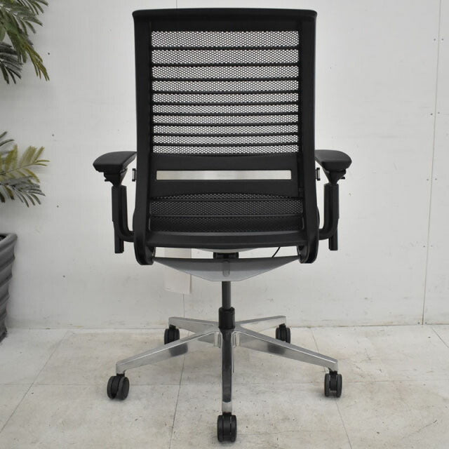 スチールケース シンク2チェア 可動肘 座面革張り ランバーサポート