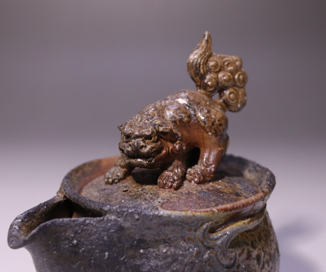 備前焼 鐘馗様 獅子 宝瓶 備前焼 鐘馗様 獅子 宝瓶