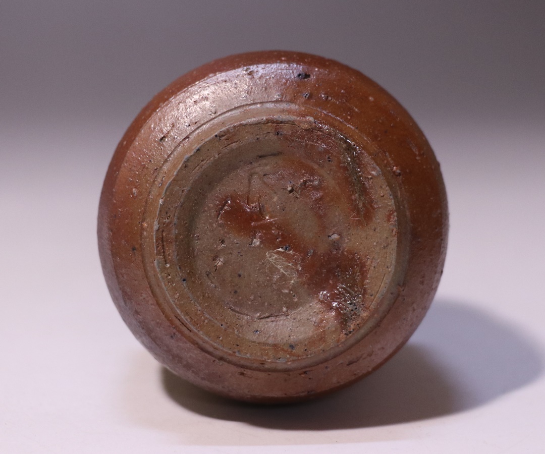 岡山県重要無形文化財 金重道明 備前焼 伊部徳利&酒呑 共箱合布栞 酒器