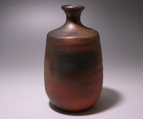 v266-6 岡山県無形文化財 金重道明作 備前焼 ぐいのみ 備前酒呑 共箱 E