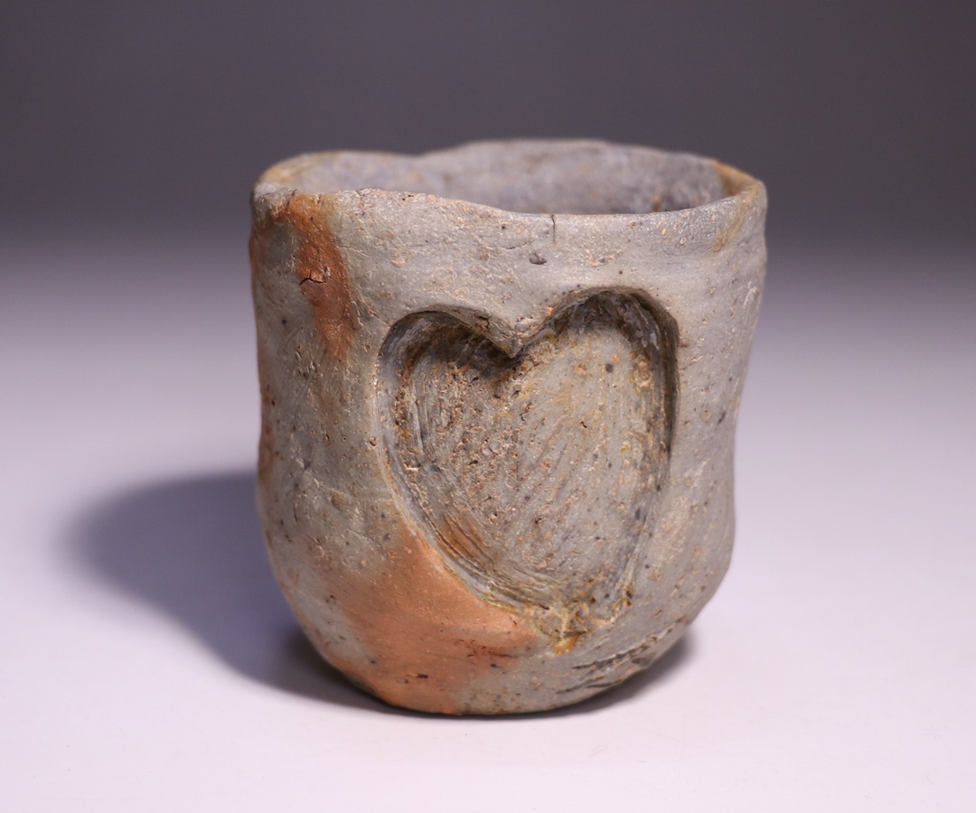陶芸家 原田拾六 備前 ぐい呑 酒器 酒杯 備前焼 窯変 箱なし 原田拾六