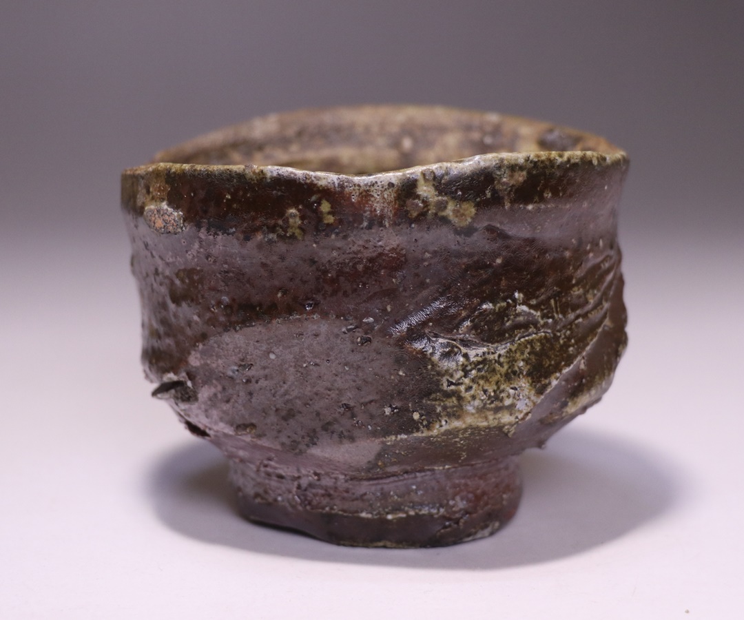 原田拾六 備前焼 向付 5客 共箱、陶歴、共布も5枚 抜群の上り 原田拾