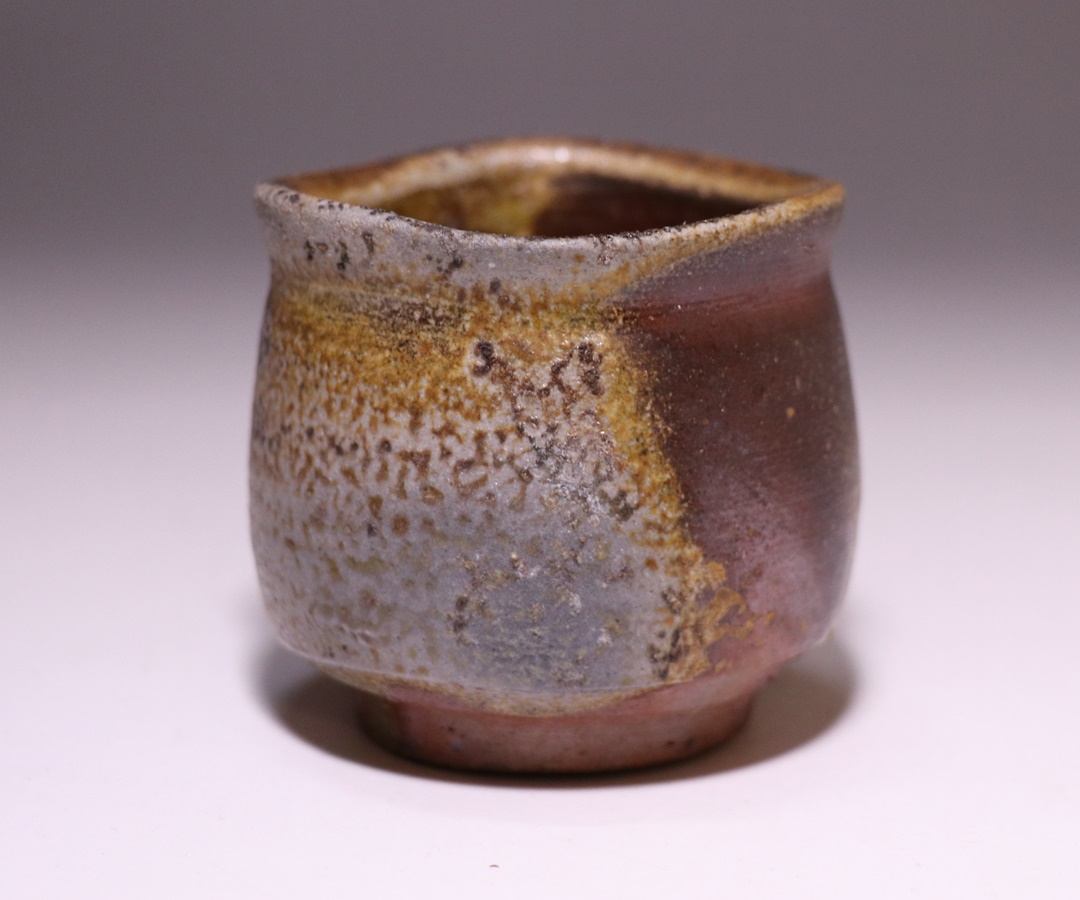 岡山県重要無形文化財 松井與之 備前焼 窯変徳利&酒呑 共箱栞 酒器