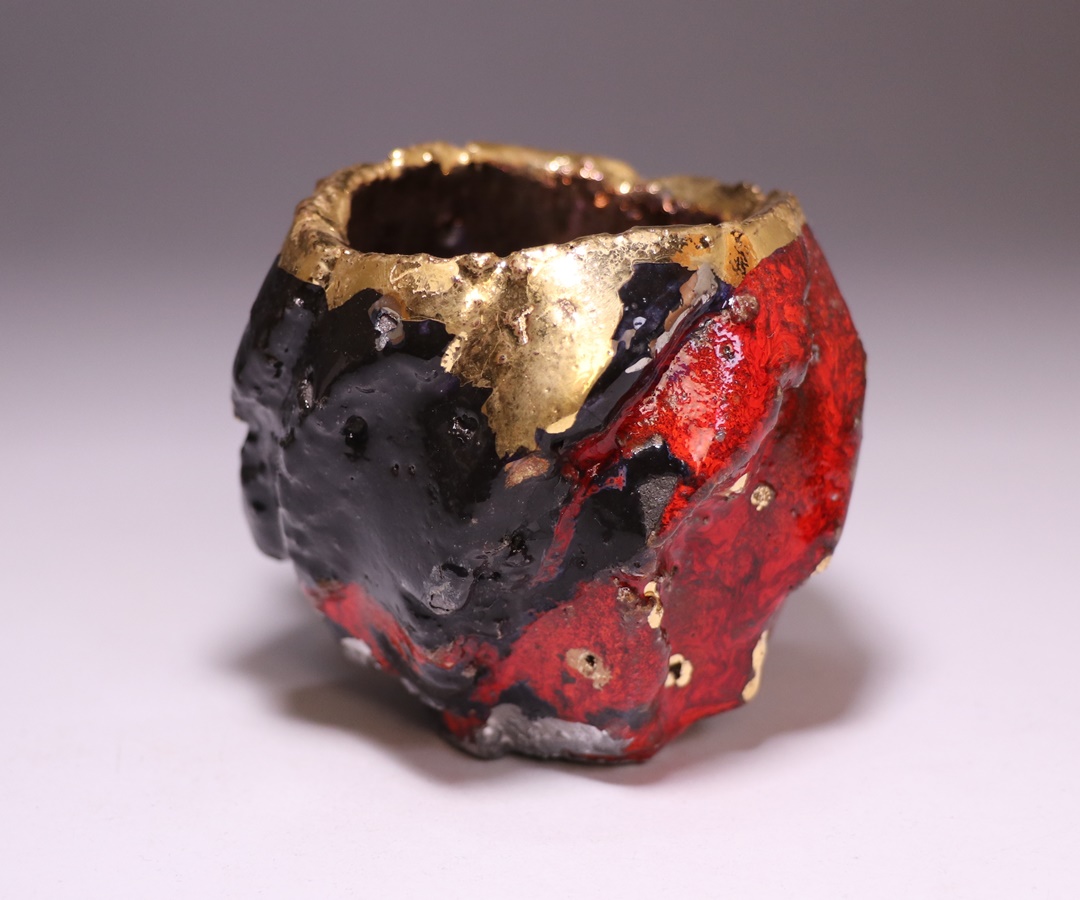 煇】隠崎隆一 弟子『市川透』作 ぐい呑み☆共箱付 備前焼 酒器 盃 杯