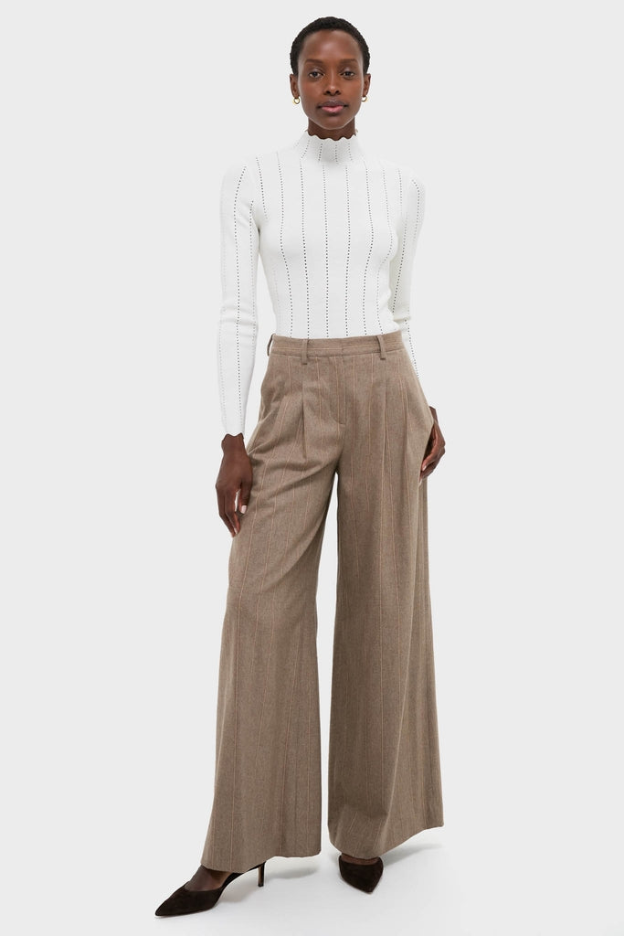 White Pointelle Knit Allen Turtleneck | Pomander Place