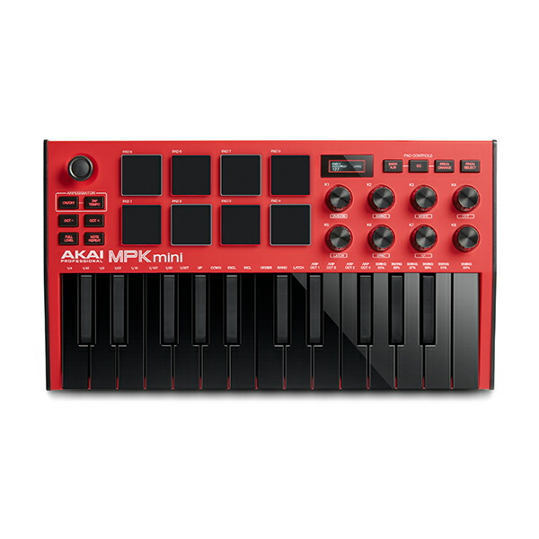楽天市場】AKAI Pro MPK mini MK3 Red アカイ MIDIキーボード 25鍵盤