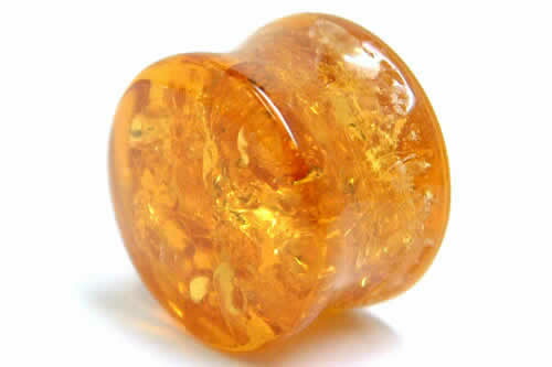 楽天市場】[ 16mm 人工石 ボディピアス ] 琥珀プラグ コハク アンバー