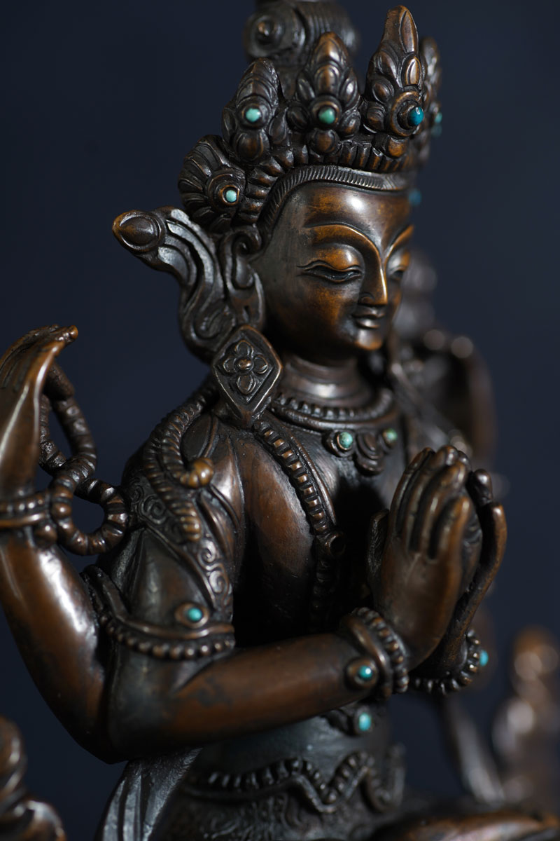 楽天市場】四臂観音菩薩 銅造彫金仕上げ : 仏像仏画チベット美術卸の天竺堂