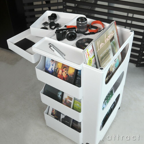 ボビーワゴン B-LINE 3段5トレイ 白 インナートレー2点 天板3