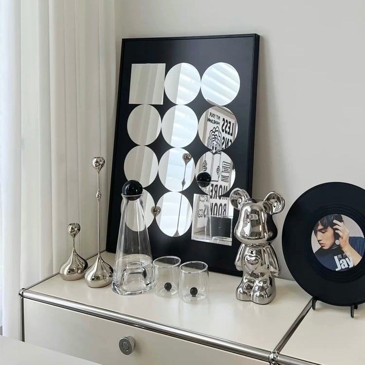 輸入雑貨 特殊強化ガラスアート 『CHANEL』 モノクロ ミラーアート