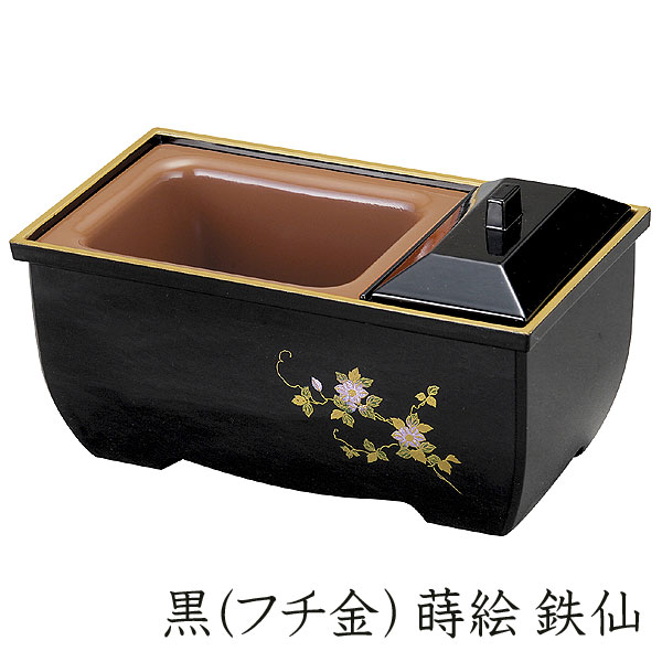 楽天市場】やすらぎ香炉〔黒［フチ金］ 蒔絵 鉄仙〕5.0寸お焼香用香炉
