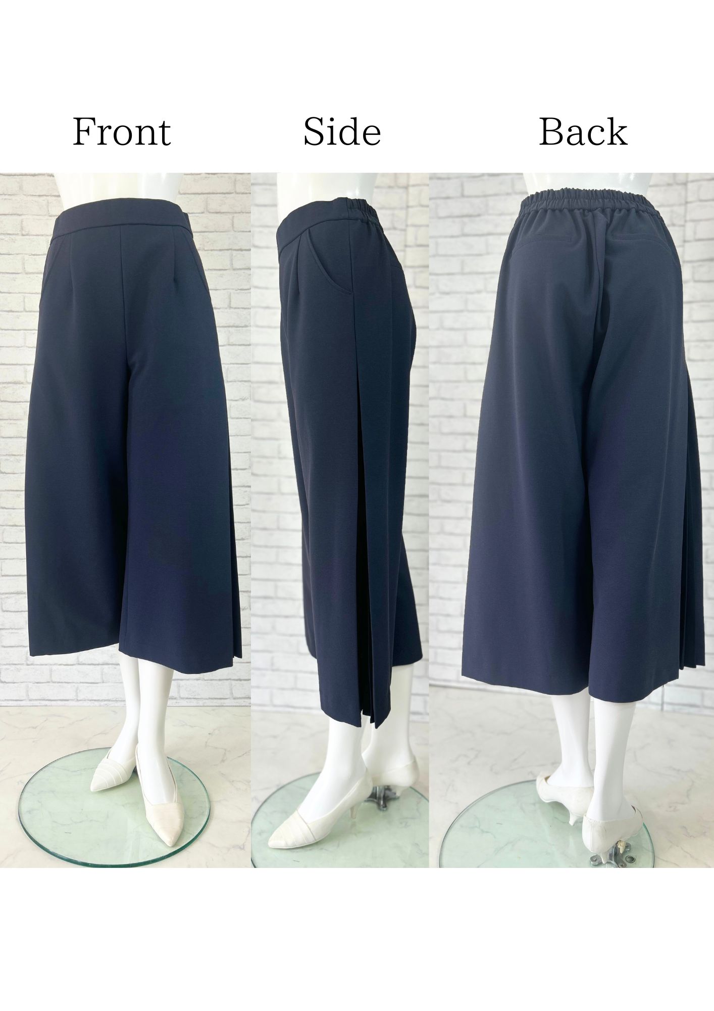 美品］プリーツプリーズ ネイビーガウチョパンツ 楽天市場】ガウチョ