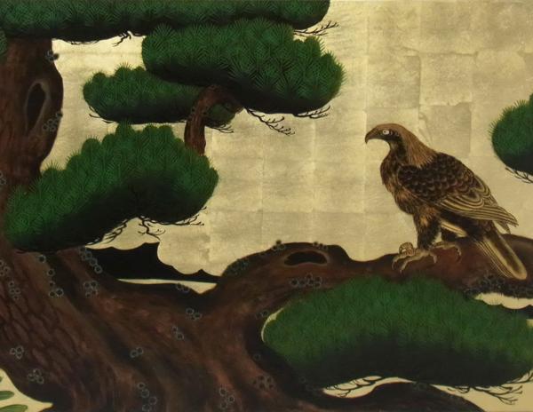 楽天市場】漆絵 狩野探幽の名作「松に鷹図」 NH62 : 絵画制作専門