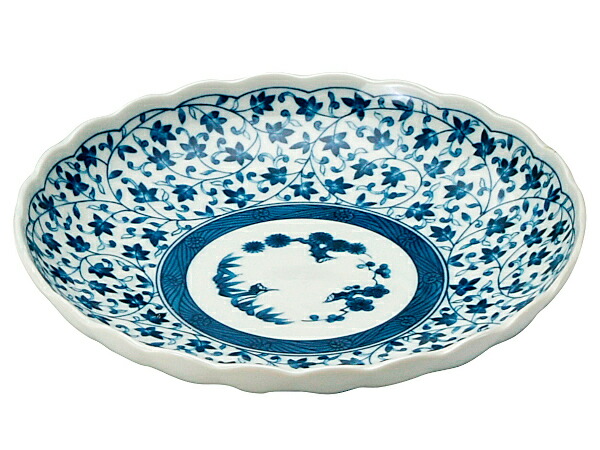 楽天市場】美濃焼 和食器 古伊万里唐草 大皿 23cm パスタ 染付風花