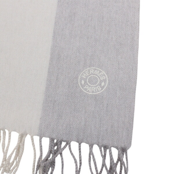 楽天市場】エルメス マフラー カシミア100% グレー オフホワイト