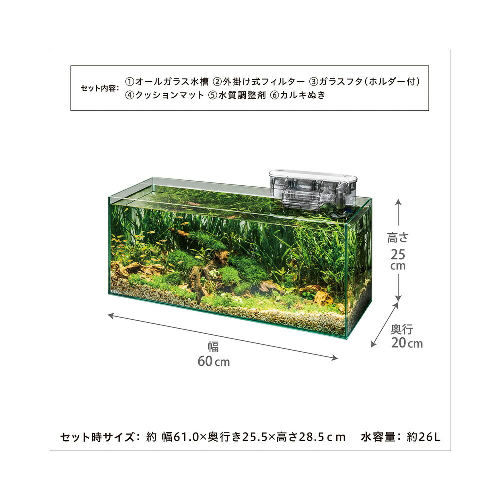 楽天市場】GEX ガラス水槽 グラステリア600スリム スリム