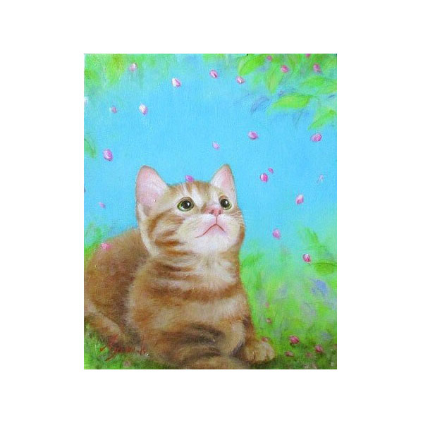 油絵 専用品 頭に花をのせた猫2 油絵 専用品 頭に花をのせた猫2 油絵
